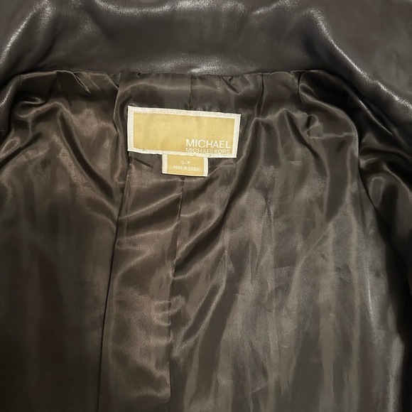 MICHAEL KORS DARK BROWN LEATHER JACKET, SZ SMALL - Picture 4 of 4